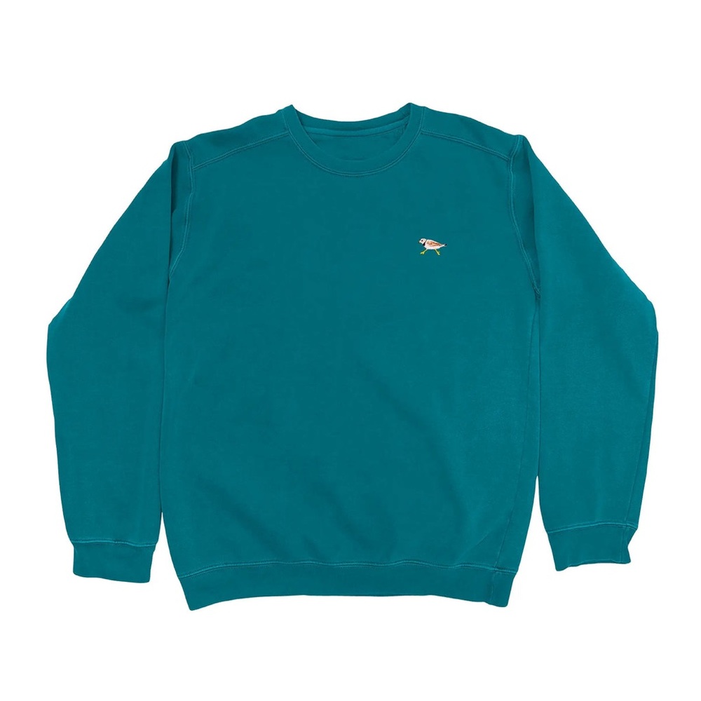 Teal Crewneck Sweatshirt with Piping Plover Embroidery